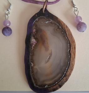  wood pendant and earing set
