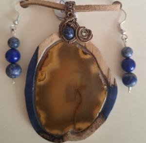  wood pendant and earing set