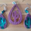  wood pendant and earing set